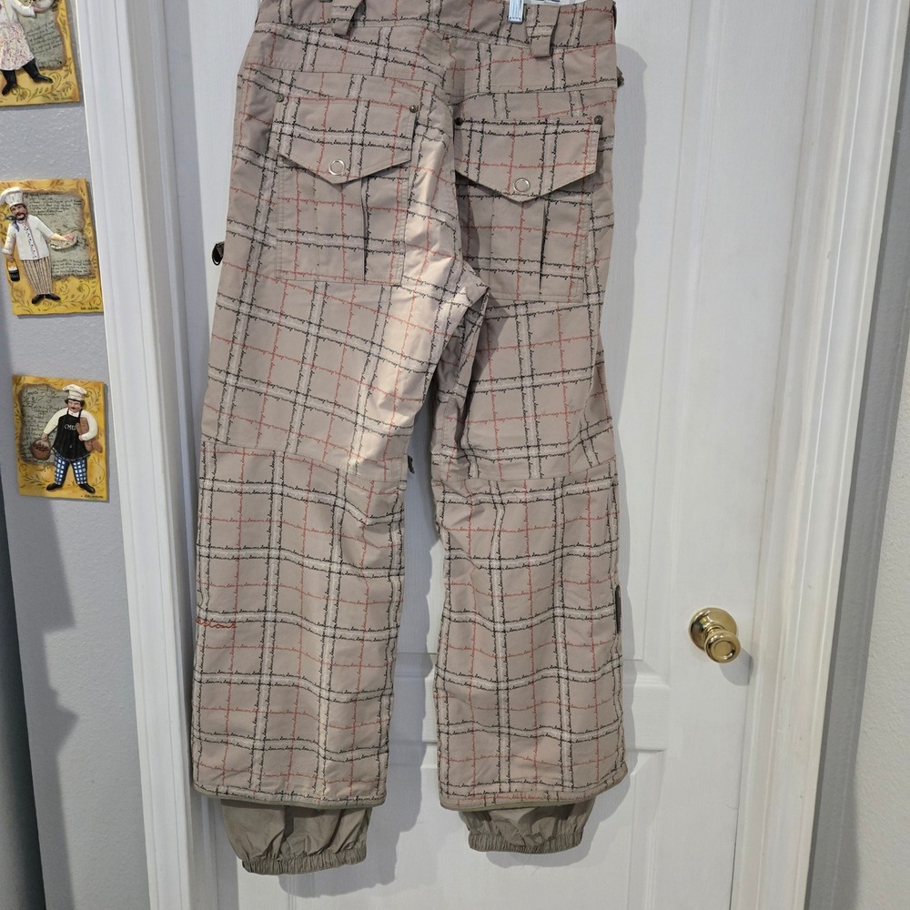 Sessions Snow Pants Mens Medium Tan Plaid Ridge Series Insulated Ski Snowboard